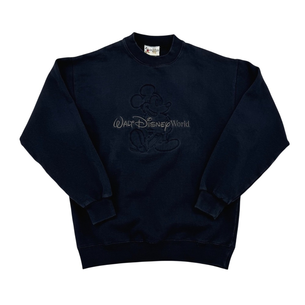 Walt Disney World Sweatshirt Women Medium Navy Blue Excellent Vintage Mickey 90s